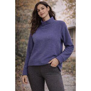 CALIA by Carrie Underwood Textured Mock Neck Pullover – Size Small – Blue/Purple